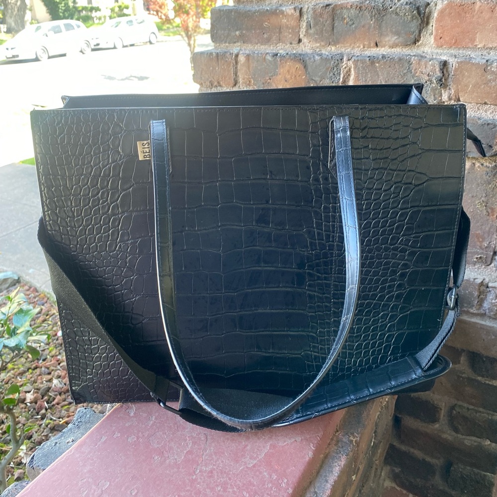 BEIS The Large Work Tote - black croc